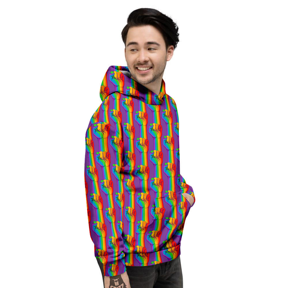 Hand Sign Gay Pride Print Pattern Men's Hoodie-grizzshop