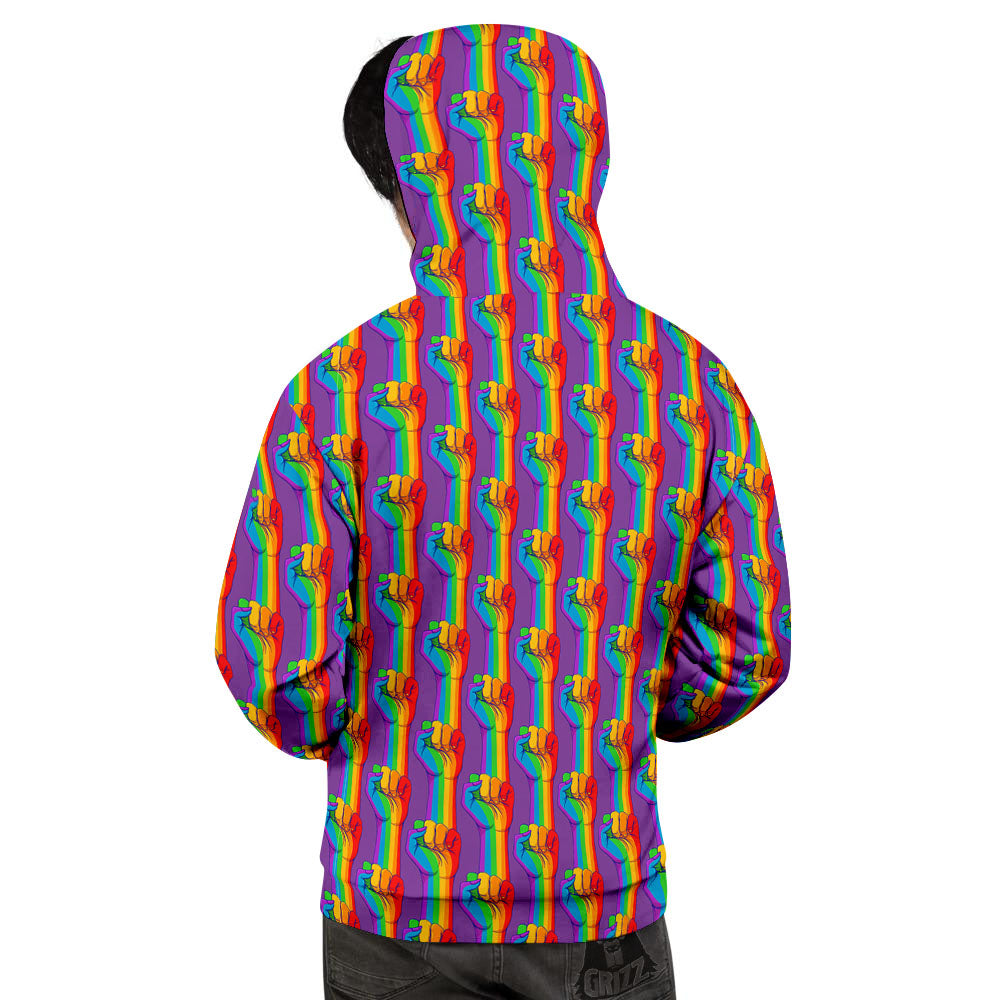 Hand Sign Gay Pride Print Pattern Men's Hoodie-grizzshop