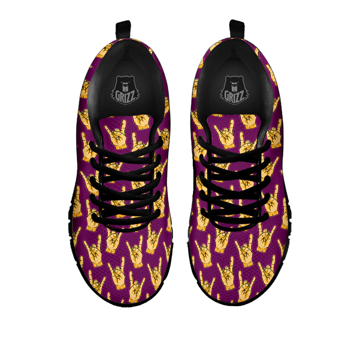 Hand Symbol Rock And Roll Print Pattern Black Sneaker-grizzshop