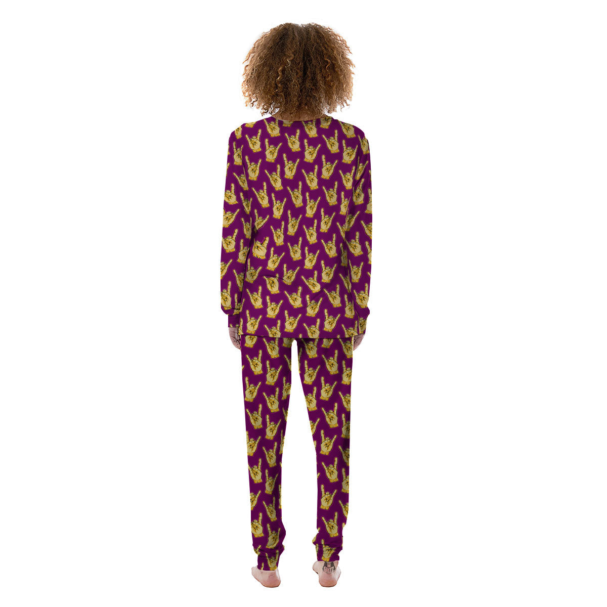 Hand Symbol Rock And Roll Print Pattern Women's Pajamas-grizzshop