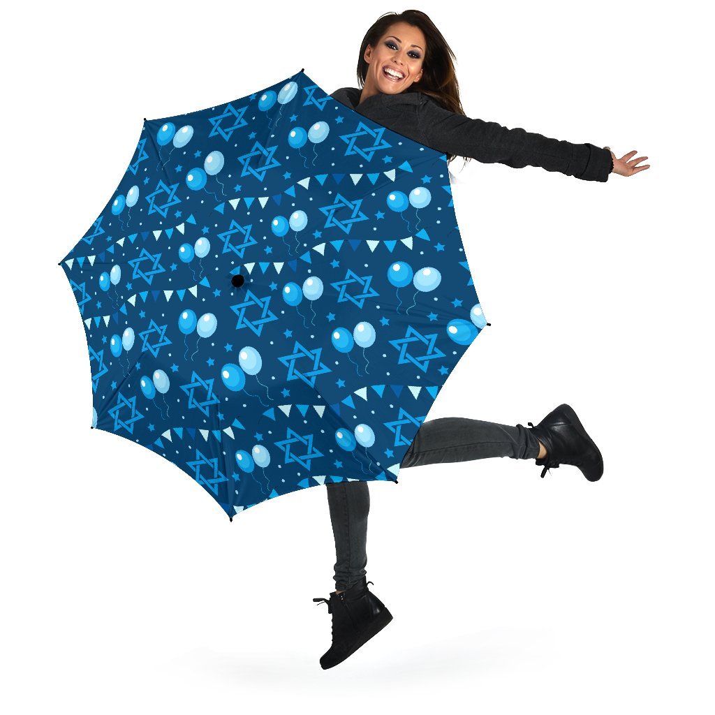 Hanukkah Balloon Print Pattern Automatic Foldable Umbrella-grizzshop