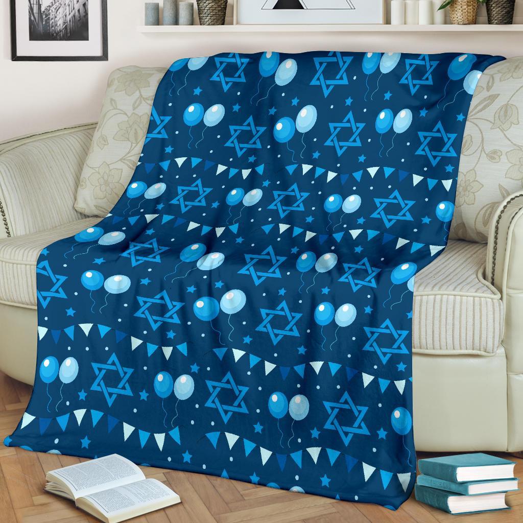 Hanukkah Balloon Print Pattern Blanket-grizzshop