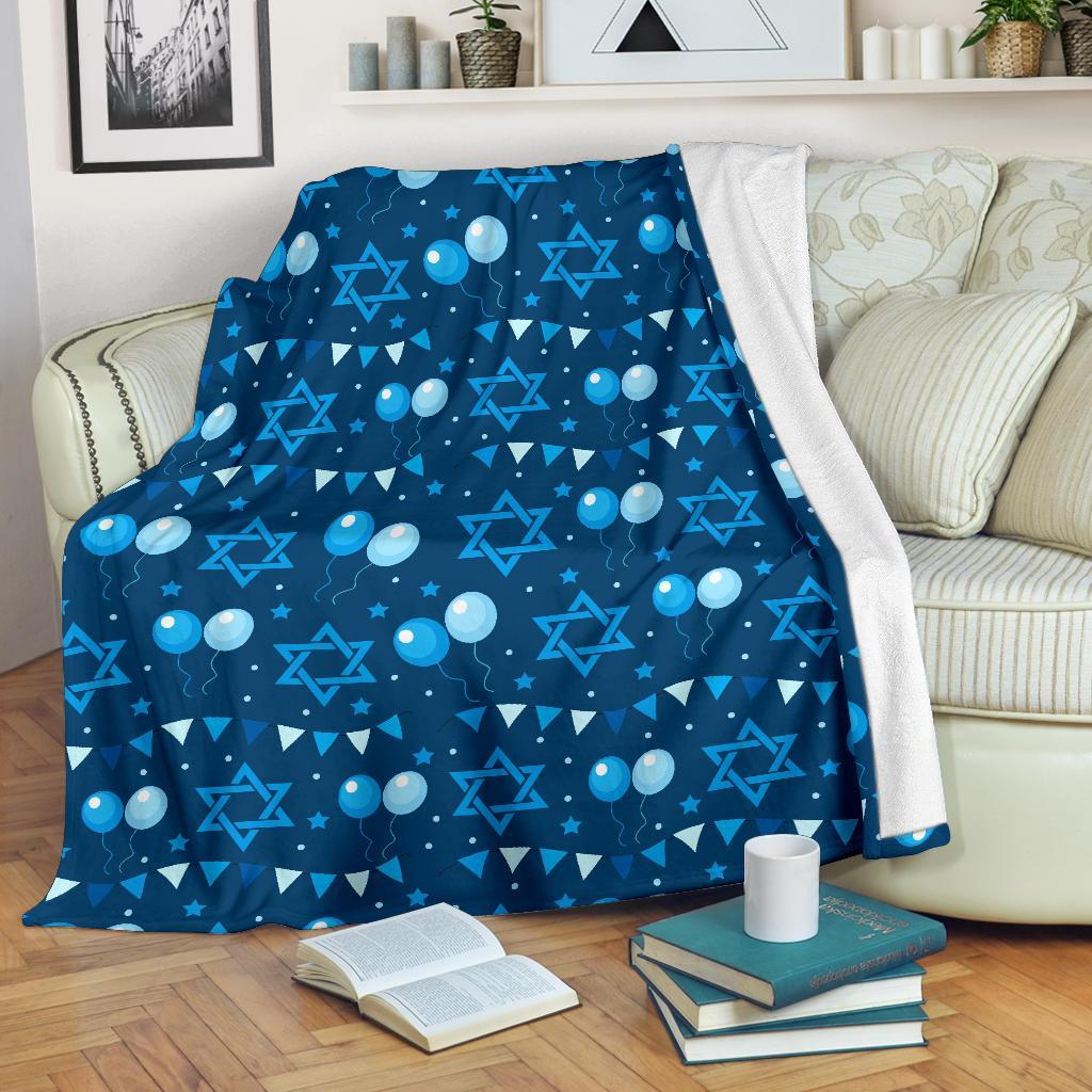 Hanukkah Balloon Print Pattern Blanket-grizzshop