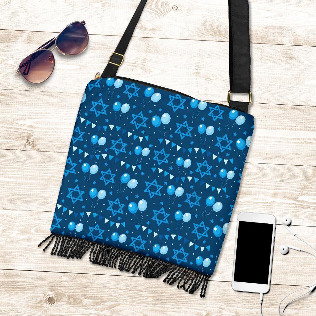 Hanukkah Balloon Print Pattern Crossbody bags-grizzshop