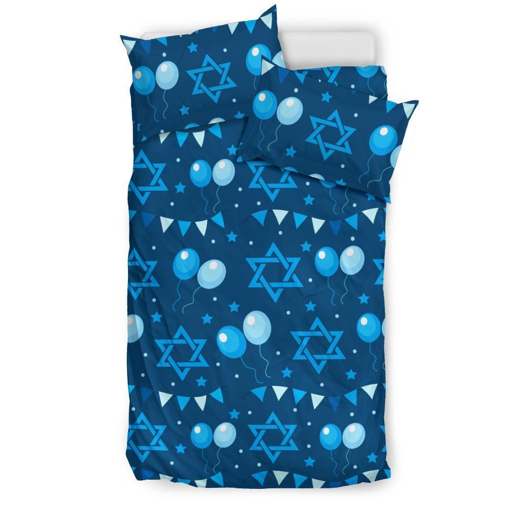 Hanukkah Balloon Print Pattern Duvet Cover Bedding Set-grizzshop