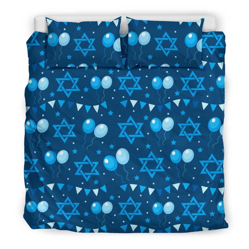 Hanukkah Balloon Print Pattern Duvet Cover Bedding Set-grizzshop