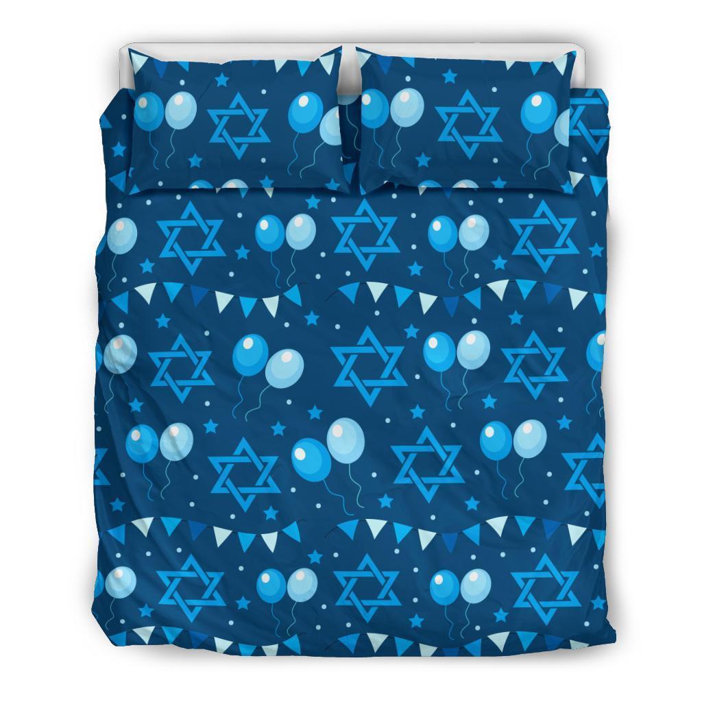 Hanukkah Balloon Print Pattern Duvet Cover Bedding Set-grizzshop