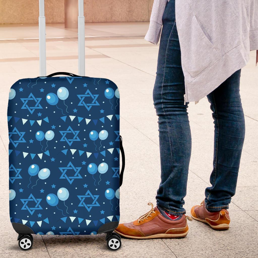 Hanukkah Balloon Print Pattern Luggage Cover Protector-grizzshop