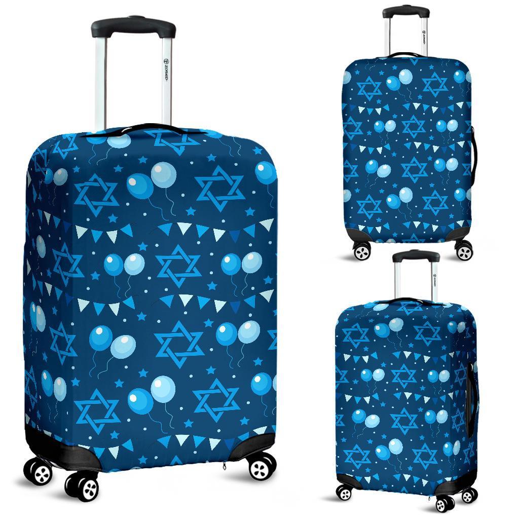 Hanukkah Balloon Print Pattern Luggage Cover Protector-grizzshop