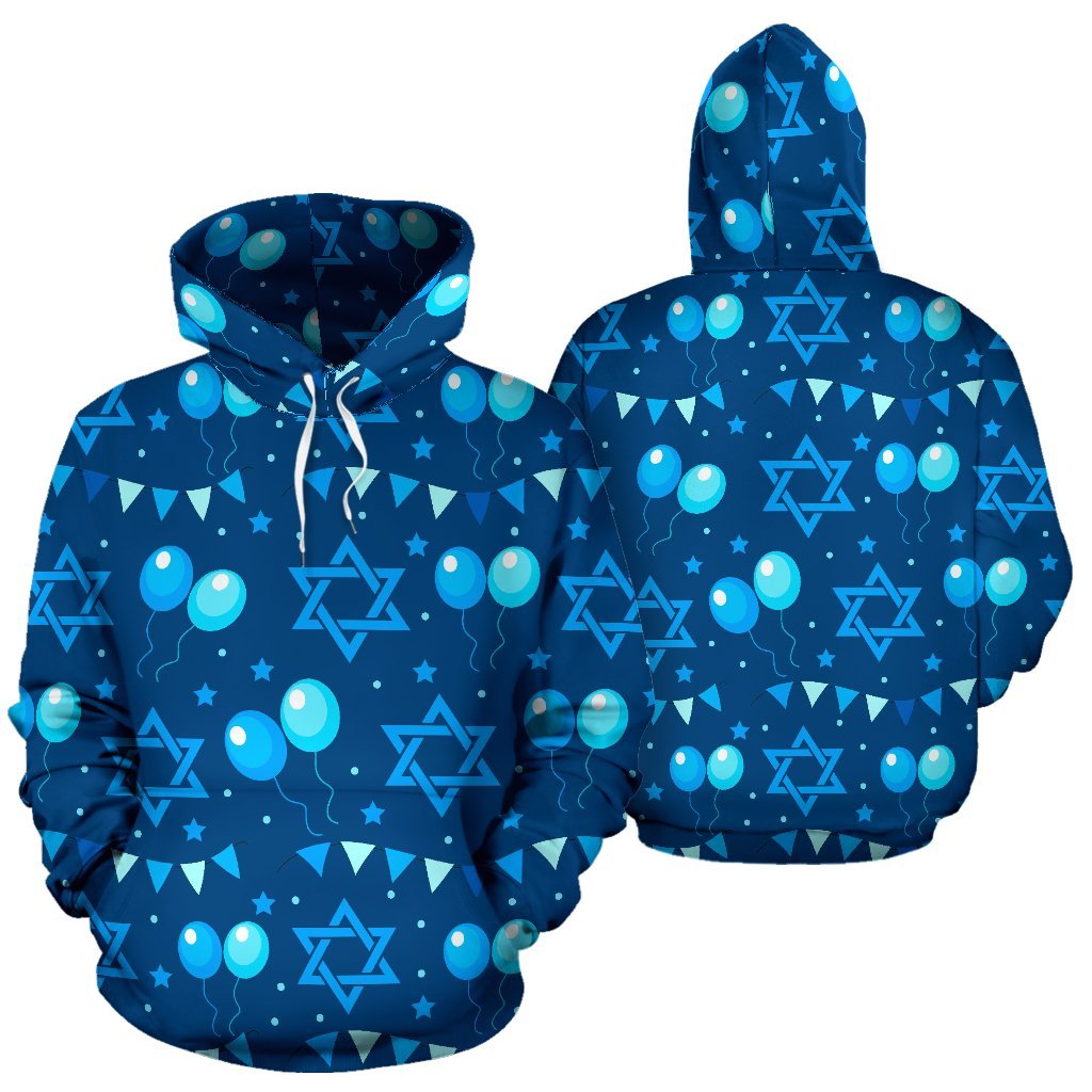 Hanukkah Balloon Print Pattern Men Women Pullover Hoodie-grizzshop