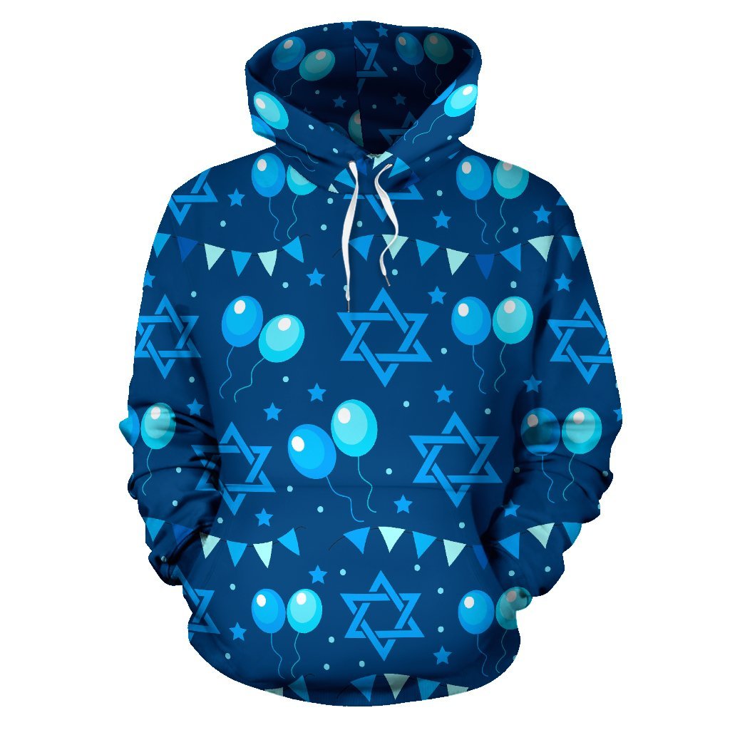 Hanukkah Balloon Print Pattern Men Women Pullover Hoodie-grizzshop