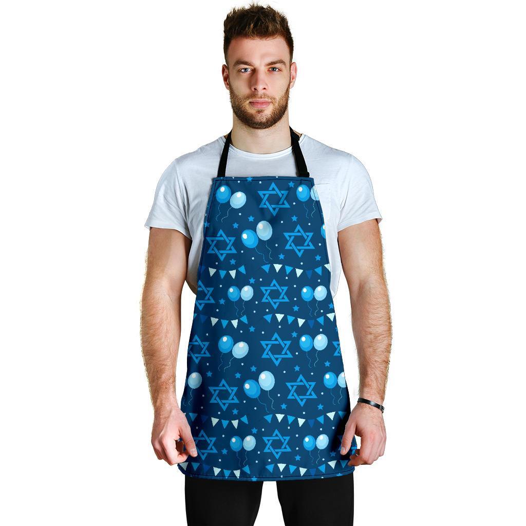 Hanukkah Balloon Print Pattern Men's Apron-grizzshop