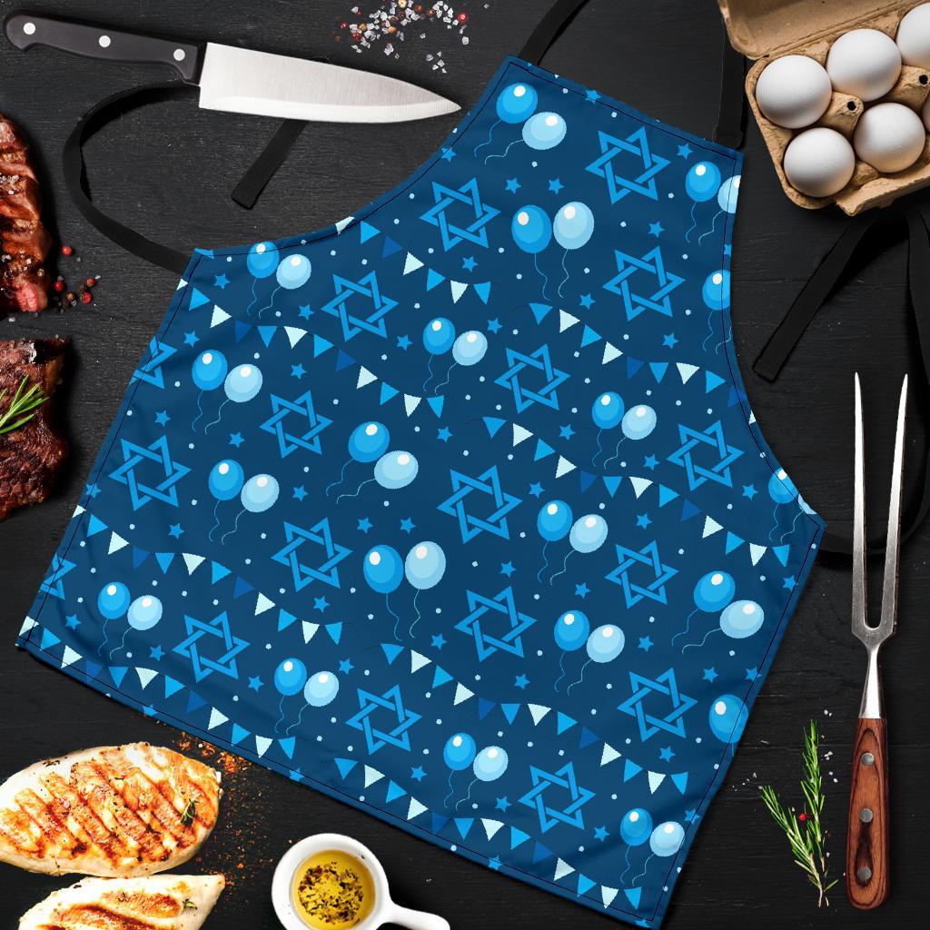 Hanukkah Balloon Print Pattern Men's Apron-grizzshop