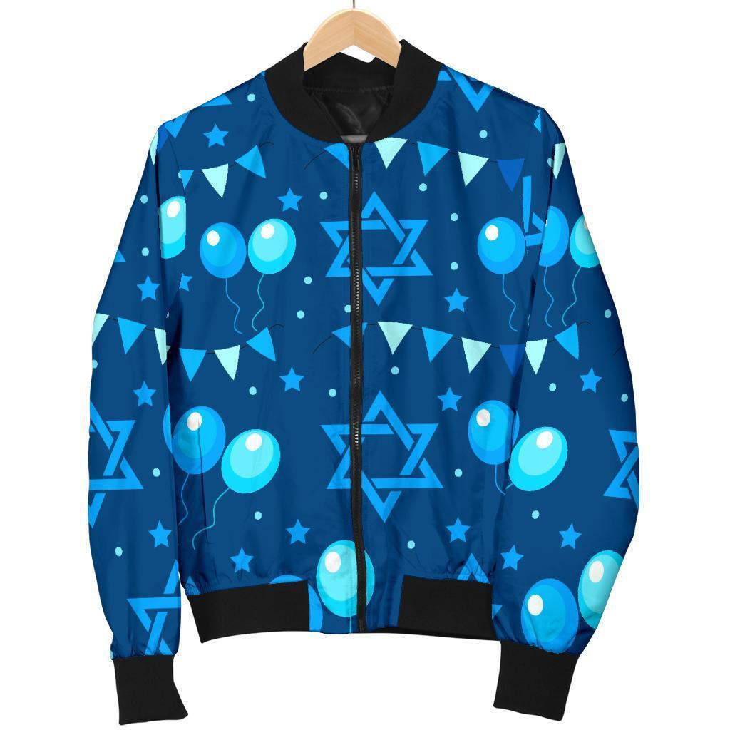 Hanukkah Balloon Print Pattern Men's Bomber Jacket-grizzshop