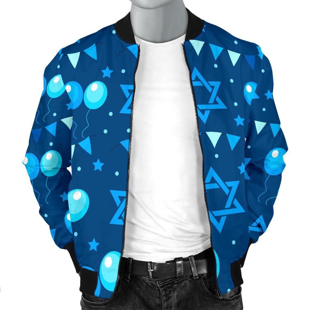 Hanukkah Balloon Print Pattern Men's Bomber Jacket-grizzshop