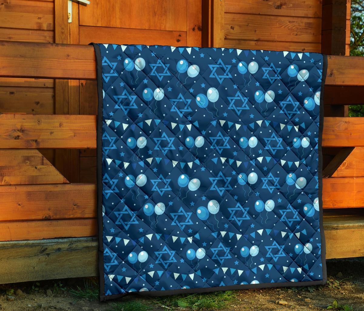 Hanukkah Balloon Print Pattern Quilt-grizzshop