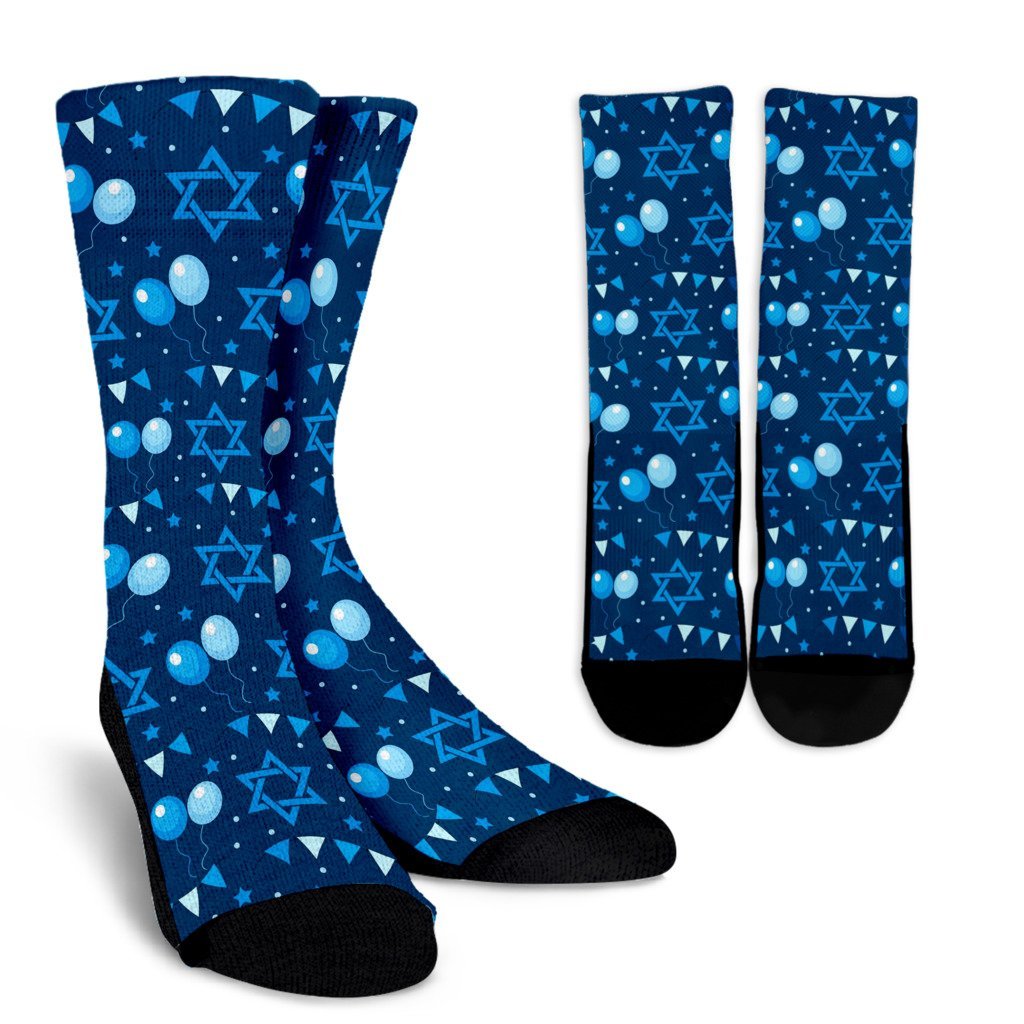 Hanukkah Balloon Print Pattern Unisex Crew Socks-grizzshop