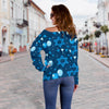 Hanukkah Balloon Print Pattern Women Off Shoulder Sweatshirt-grizzshop