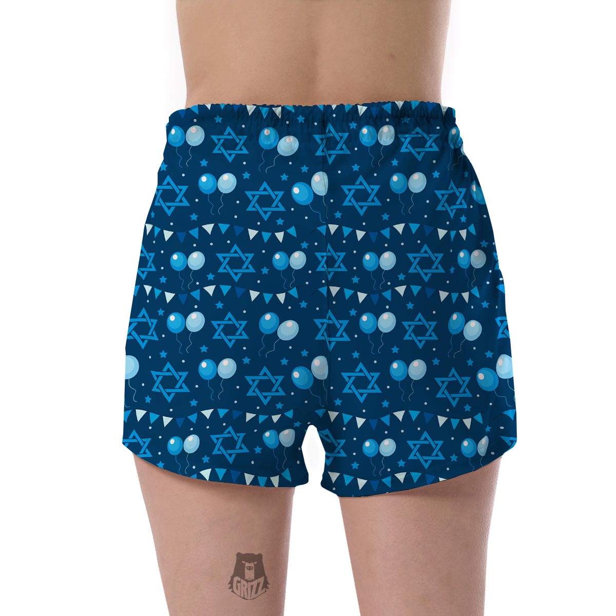 Hanukkah Balloon Print Pattern Women's Shorts-grizzshop