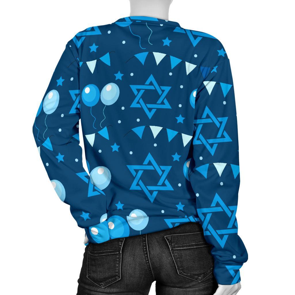 Hanukkah Balloon Print Pattern Women's Sweatshirt-grizzshop