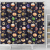 Hanukkah Black Print Pattern Bathroom Shower Curtain-grizzshop