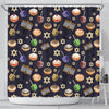 Hanukkah Black Print Pattern Bathroom Shower Curtain-grizzshop