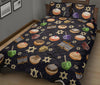 Hanukkah Black Print Pattern Bed Set Quilt-grizzshop