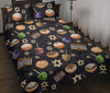 Hanukkah Black Print Pattern Bed Set Quilt-grizzshop