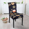 Hanukkah Black Print Pattern Chair Cover-grizzshop