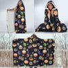 Hanukkah Black Print Pattern Hooded Blanket-grizzshop