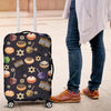 Hanukkah Black Print Pattern Luggage Cover Protector-grizzshop