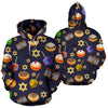 Hanukkah Black Print Pattern Men Women Pullover Hoodie-grizzshop