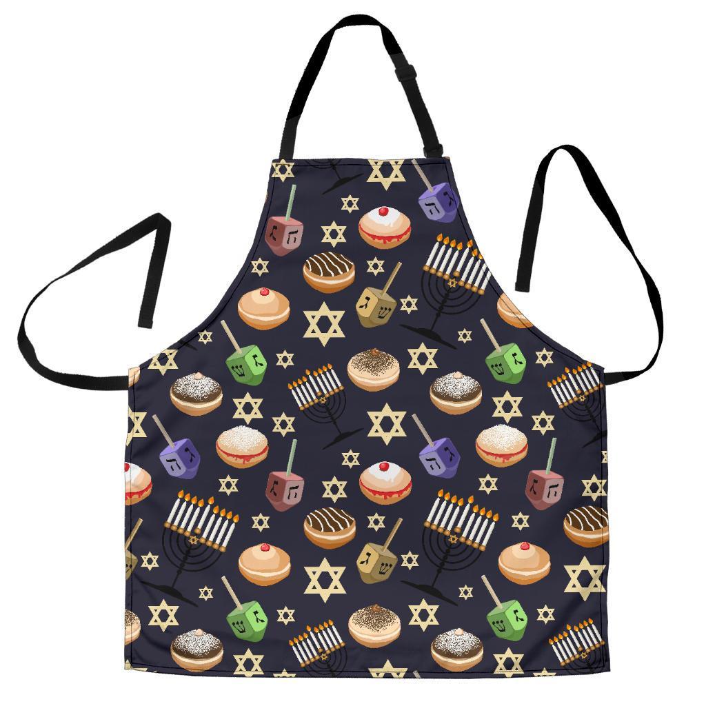 Hanukkah Black Print Pattern Men's Apron-grizzshop