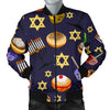 Hanukkah Black Print Pattern Men's Bomber Jacket-grizzshop