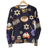 Hanukkah Black Print Pattern Women's Sweatshirt-grizzshop