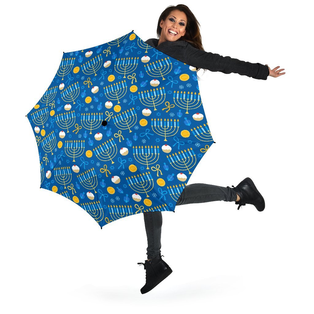 Hanukkah Pattern Print Automatic Foldable Umbrella-grizzshop