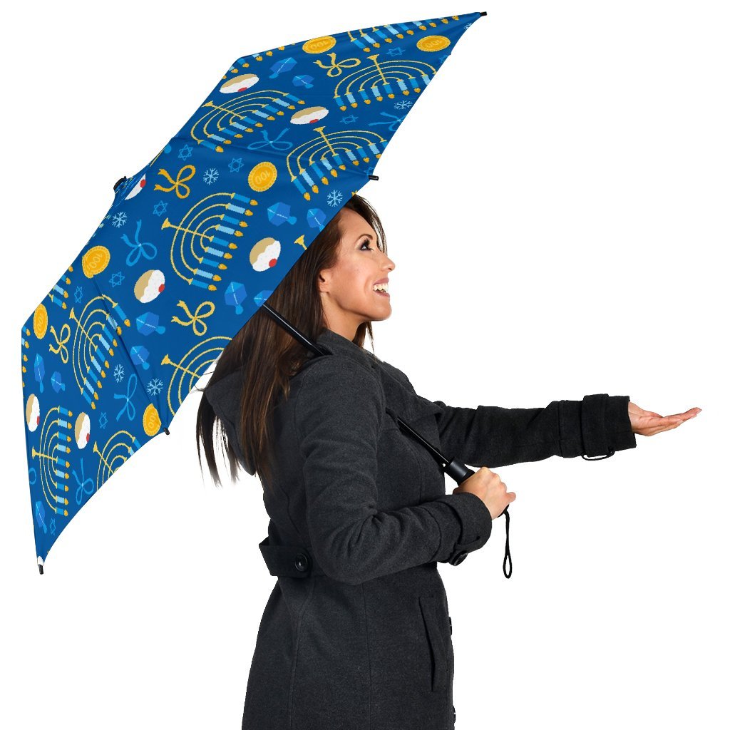 Hanukkah Pattern Print Automatic Foldable Umbrella-grizzshop