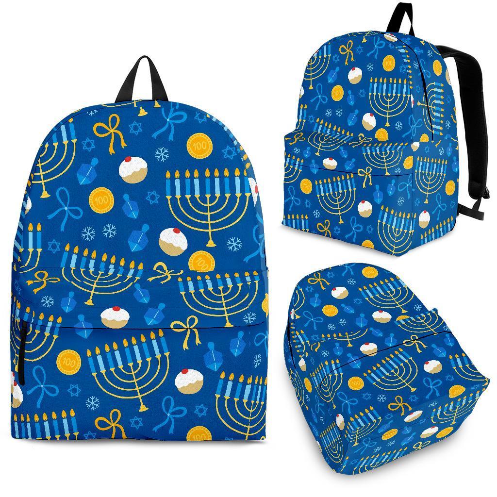 Hanukkah Pattern Print Backpack-grizzshop