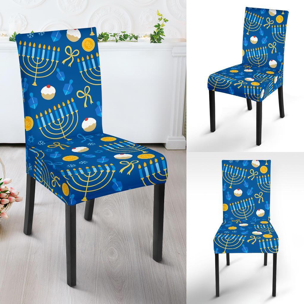 Hanukkah Pattern Print Chair Cover-grizzshop