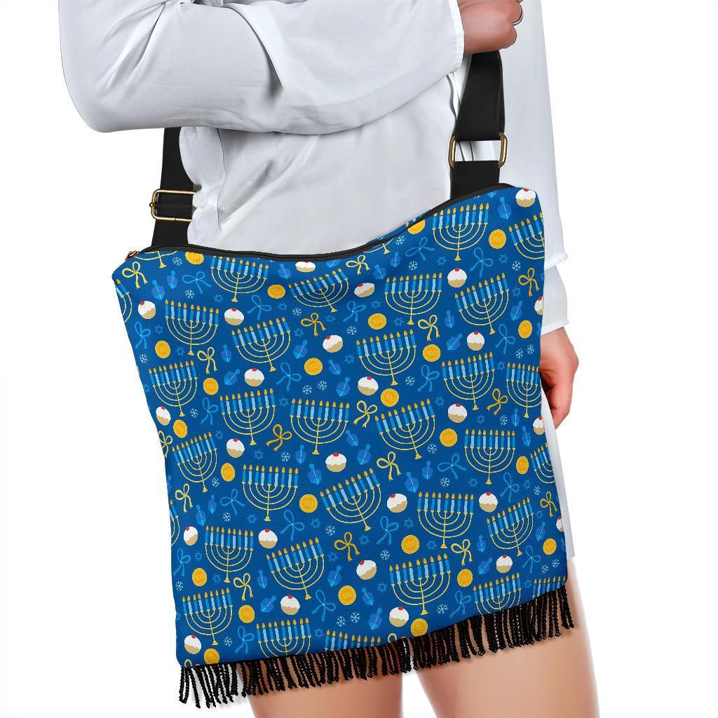 Hanukkah Pattern Print Crossbody bags-grizzshop