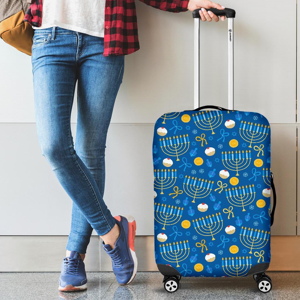 Hanukkah Pattern Print Luggage Cover Protector-grizzshop