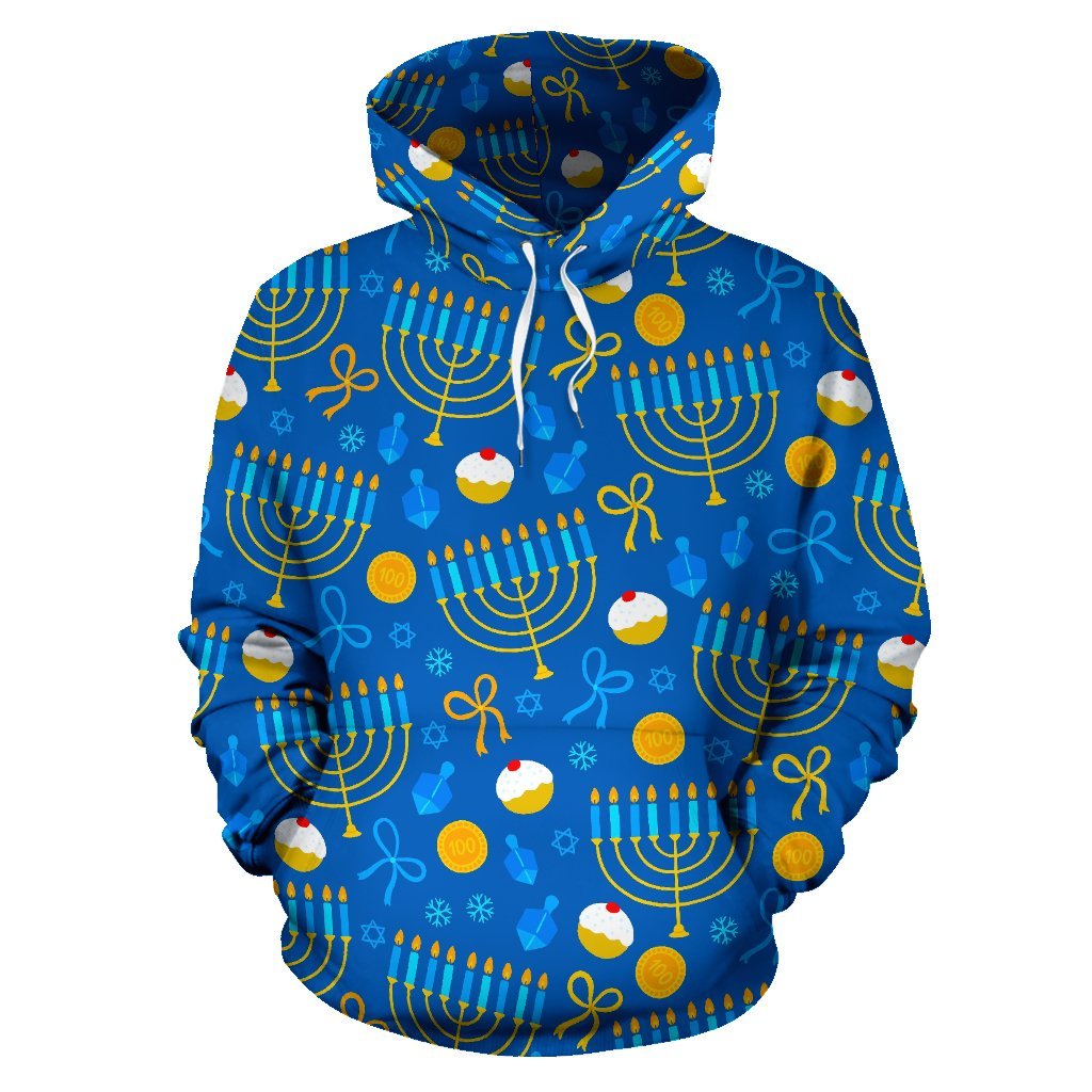 Hanukkah Pattern Print Men Women Pullover Hoodie-grizzshop