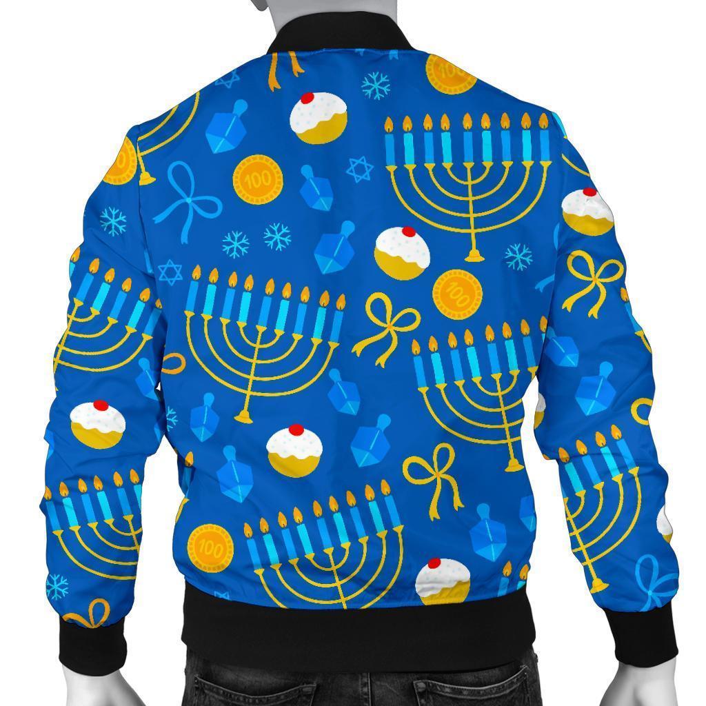 Hanukkah Pattern Print Men's Bomber Jacket-grizzshop