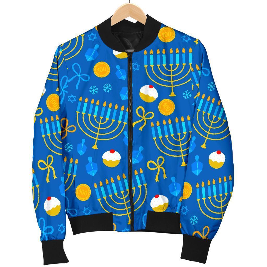 Hanukkah Pattern Print Men's Bomber Jacket-grizzshop