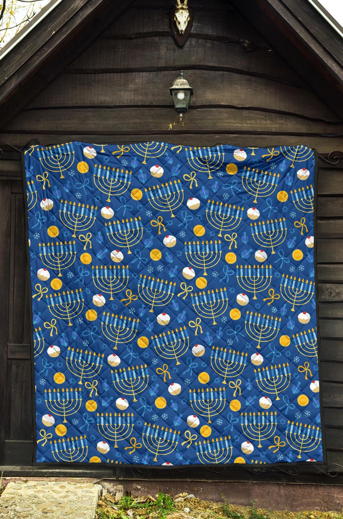 Hanukkah Pattern Print Quilt-grizzshop