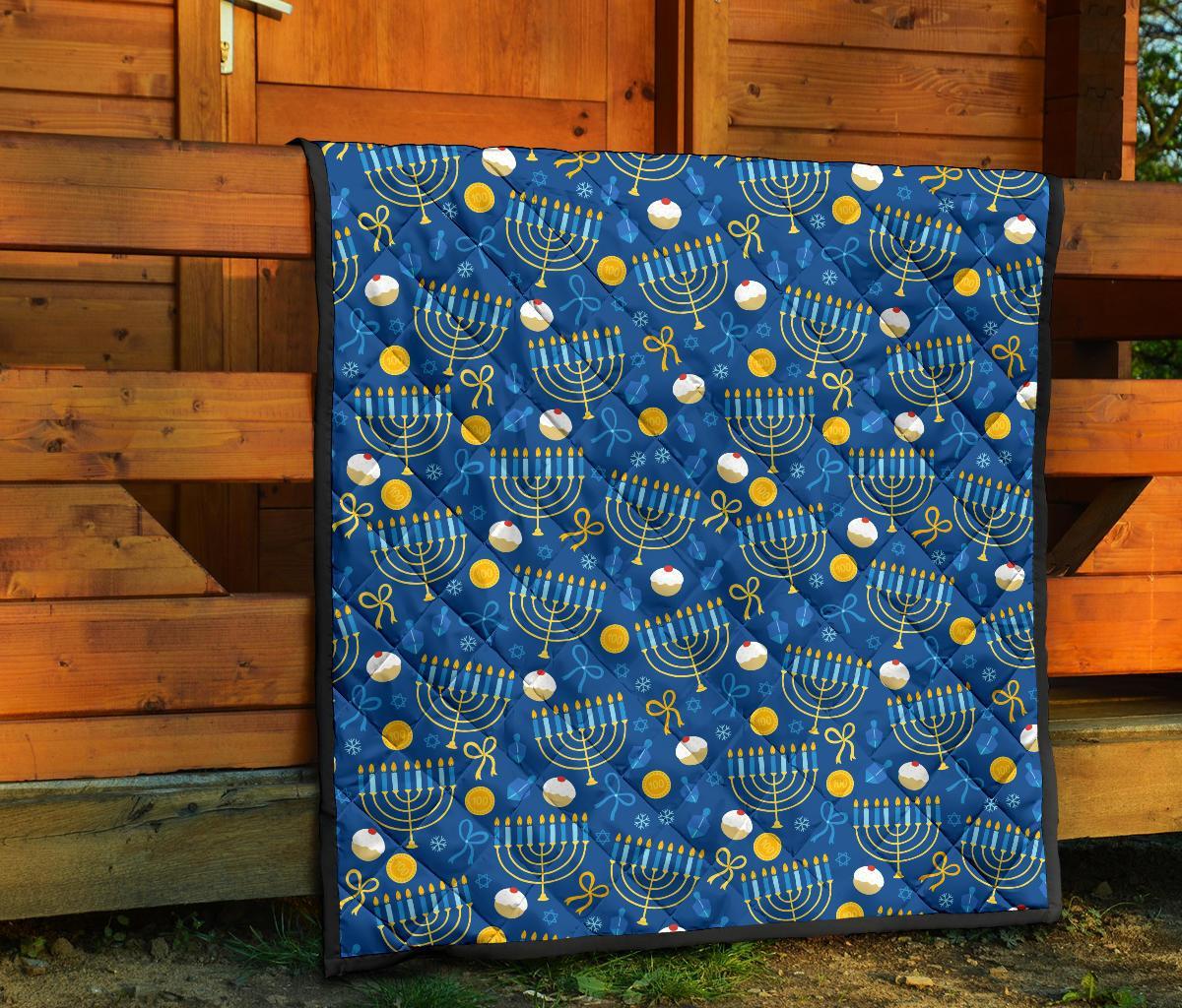 Hanukkah Pattern Print Quilt-grizzshop