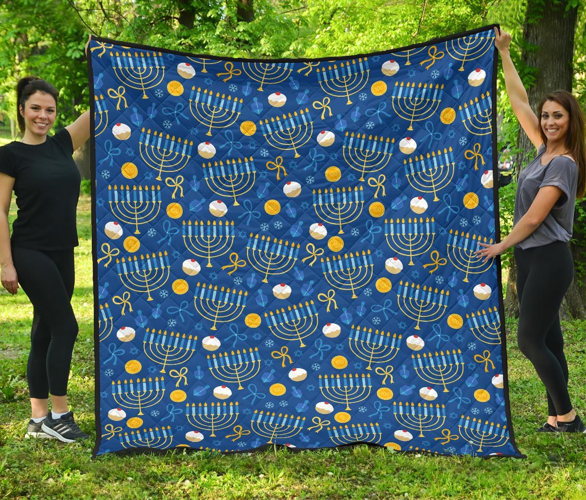 Hanukkah Pattern Print Quilt-grizzshop