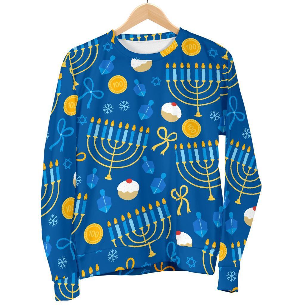 Hanukkah Pattern Print Women's Sweatshirt-grizzshop