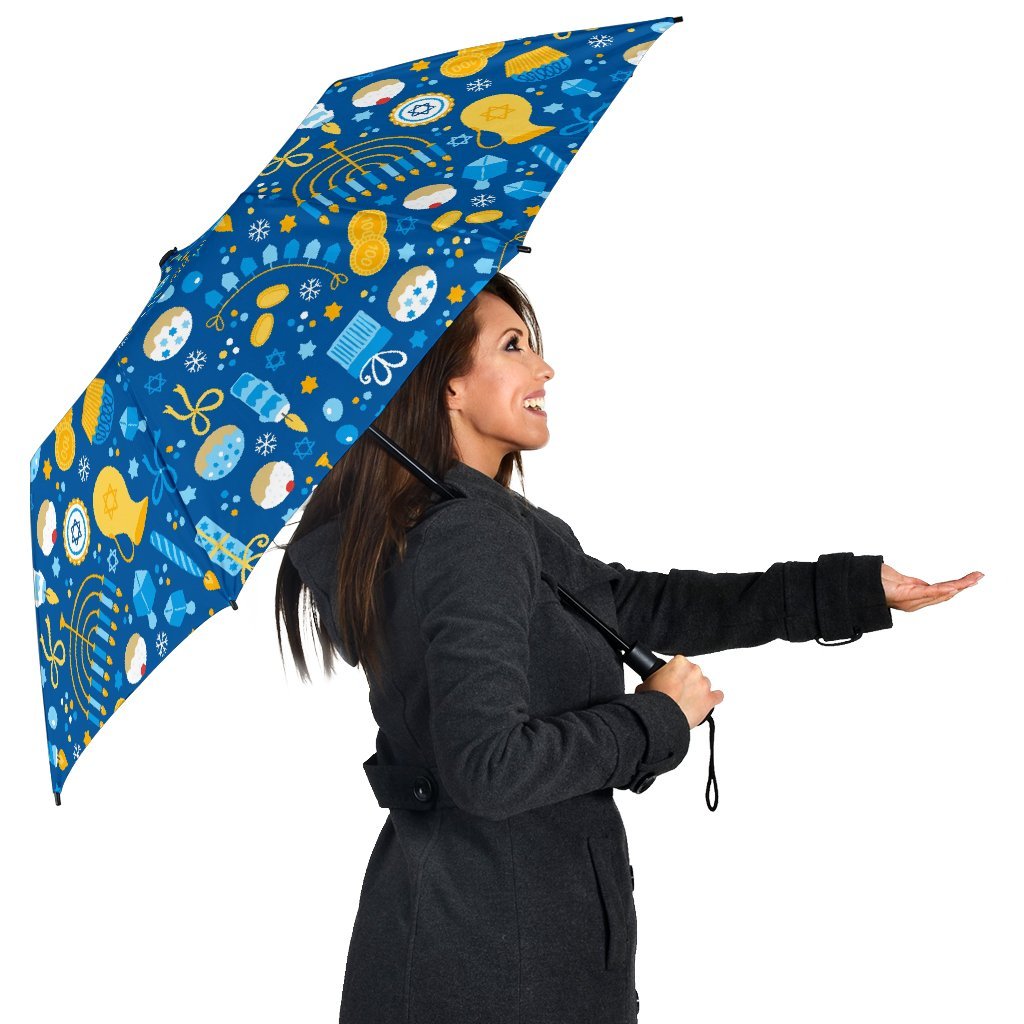 Hanukkah Print Pattern Automatic Foldable Umbrella-grizzshop