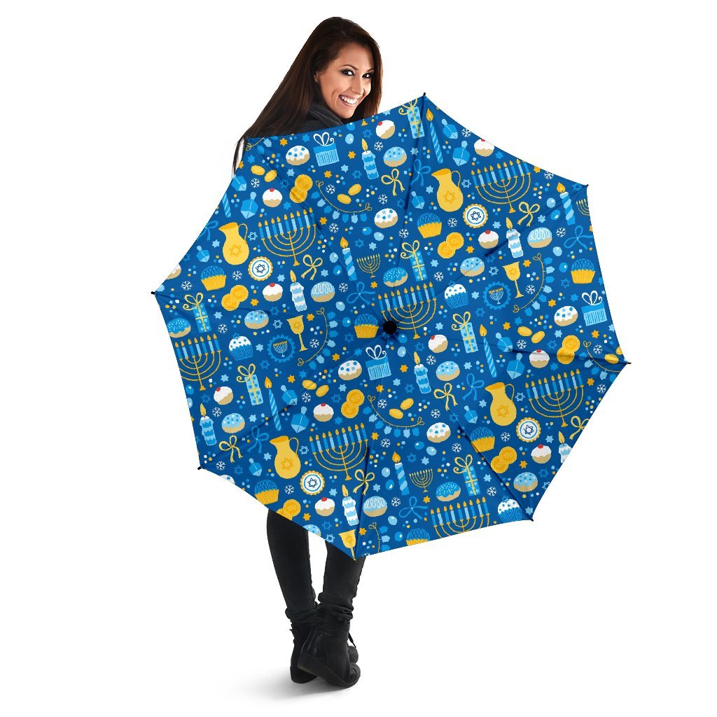 Hanukkah Print Pattern Automatic Foldable Umbrella-grizzshop